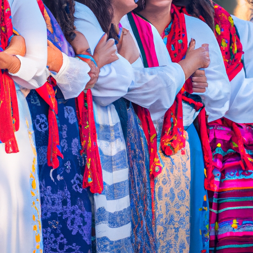 המקומיים לבושים בתלבושות צבעוניות במהלך פסטיבל Panagia Myrtidiotissa