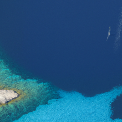 מבט אווירי של המים הצלולים המקיפים את פאקסוס