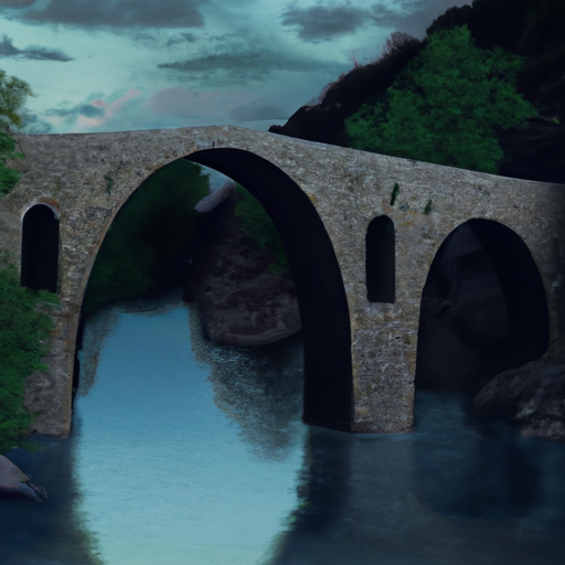 13. גשר אבן מקושת על נהר באפירוס, המציג את המורשת האדריכלית של האזור