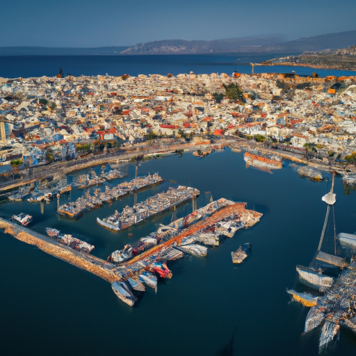 מבט אווירי של הנמל הציורי של העיירה אגינה