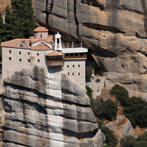 המנזר האייקוני של Panagia Chrissopigi יושב על מחשוף סלעי