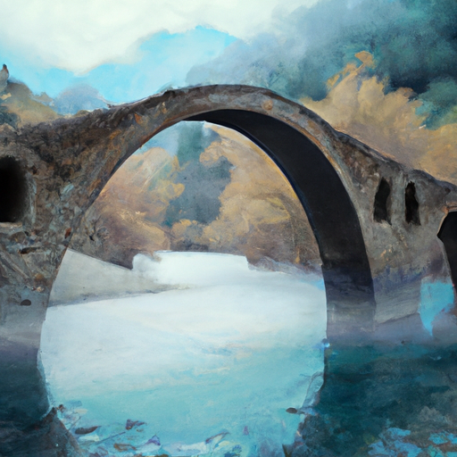 אחד מגשרי האבן האייקוניים של צומרקה המשתרעים על נהר ציורי