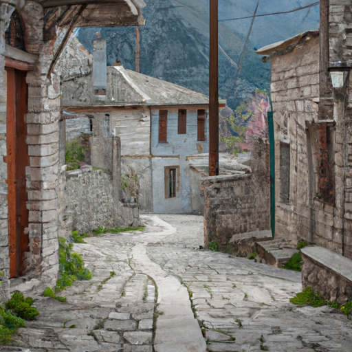 הרחובות המרוצפים המרוצפים של כפר צומרקה מסורתי
