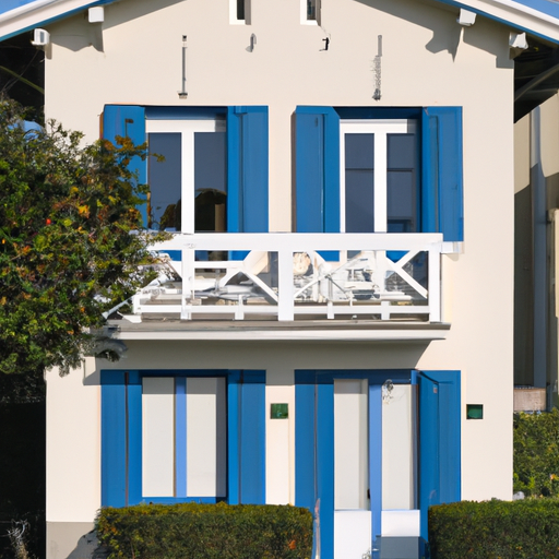 בית הארחה מקסים עם חזית מסורתית כחול לבן