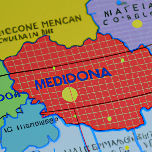 מפה המדגישה את מיקומו של מחוז מקדוניה ביחס לאירופה של ימינו