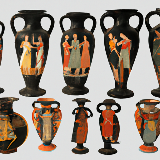 אוסף של כלי חרס יווני עתיק המתאר את האלים